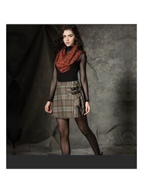 Outlander Hot Topic Tartan Kilt plaid gray brown 2X